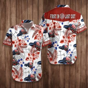 American Flag Firefighter Helmet Seamless Firefighter Hawaiian Shirt Texas Bluebonnet Firefighter Shirt For Men 4
