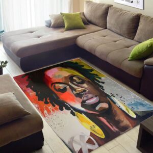Beautiful African Cute Afro American Melanin Woman Carpet Inspired Living Room Rug