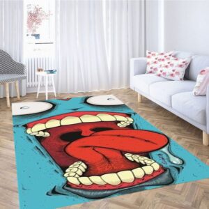 Big Blue Wallpaper Living Room Modern Carpet Rug
