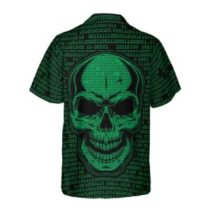 Binary Code Skull Hawaiian Shirt 2