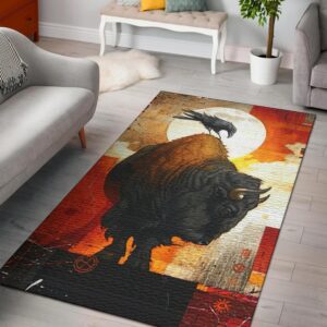 Bison amp Raven Native American Symbol Area Limited Edition Rug