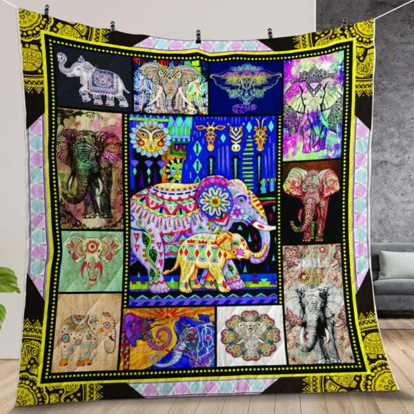 Bohemian Elephant Flower Pattern Customized Quilt Gift For Fans Christmas Black Friday