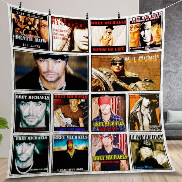 Bret Michaels Album Covers Quilt Gift For Christmas Birthday Thanksgiving