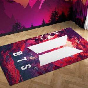 Bts Army Red Flower Carpet Mock Area Rug