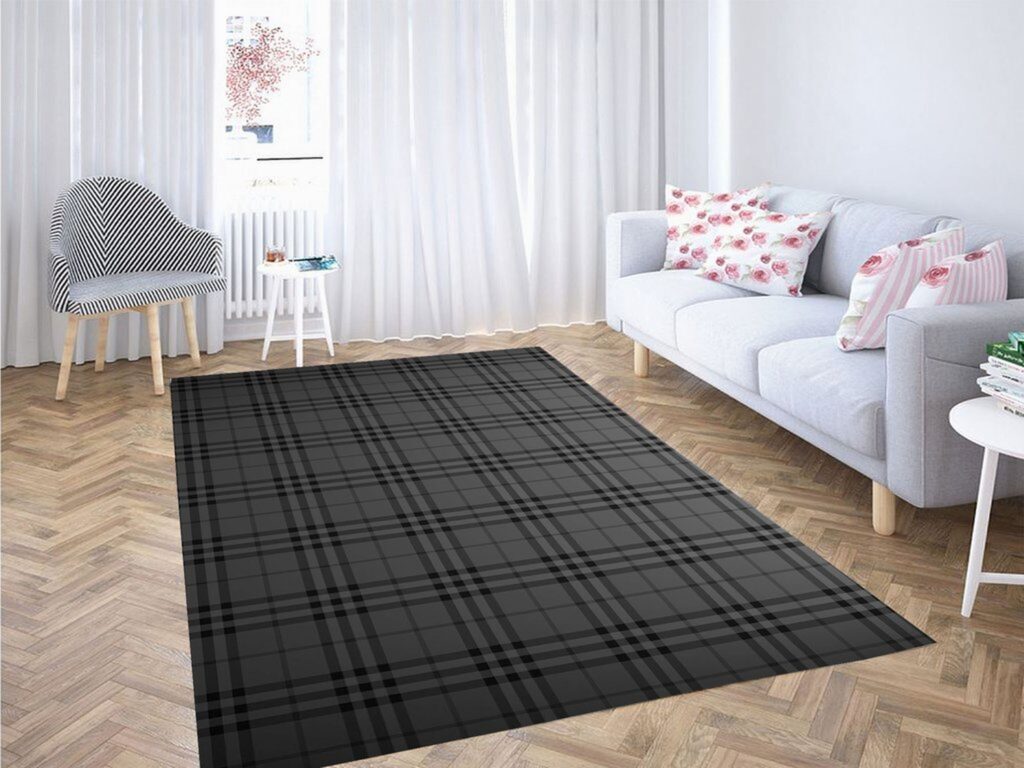 Burberry Pattern Monochrome Living Room Modern Carpet Rug - Unique ...