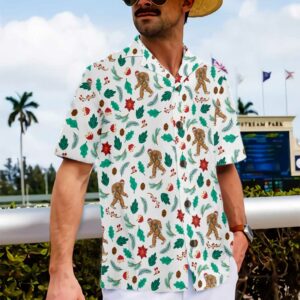 Christmas Bigfoot Sasquatch Pattern Hawaiian Shirt Funny Christmas Shirt Best Gift For Christmas 5