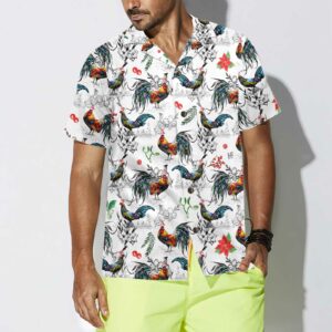 Christmas Chicken With Poinsettia Flower Hawaiian Shirt Tropical Christmas Shirt For Men 4