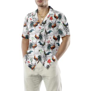 Christmas Chicken With Poinsettia Flower Hawaiian Shirt Tropical Christmas Shirt For Men 5