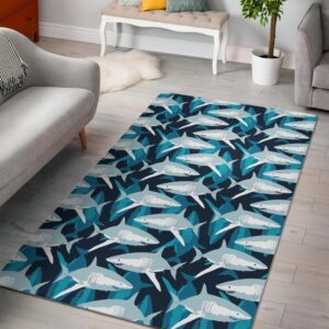Circling Shark Pattern Print Area Limited Edition Rug