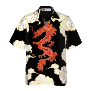 Cool Chinese Dragon Black Red Cloud Hawaiian Shirt 3