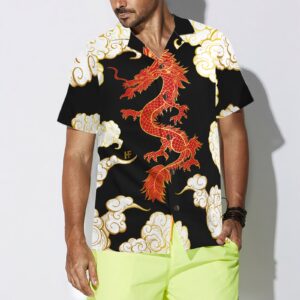 Cool Chinese Dragon Black Red Cloud Hawaiian Shirt 4