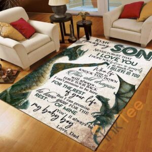 Cool Dragon Dad To Son You Alway Be My Baby Boy Bedroom Gift For Rug