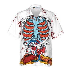 Creepy Ripped Open Rib Cage Organs Hawaiian Shirt 3