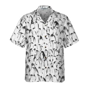 Crowd Penguin Seamless Pattern Penguin Hawaiian Shirt Cool Penguin Shirt For Men Penguin Themed Gift Idea 3
