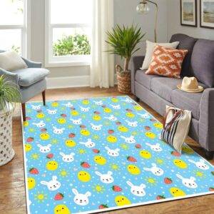 Cute Rabbit Chiken amp Strawberry Mk Carpet Area Rug