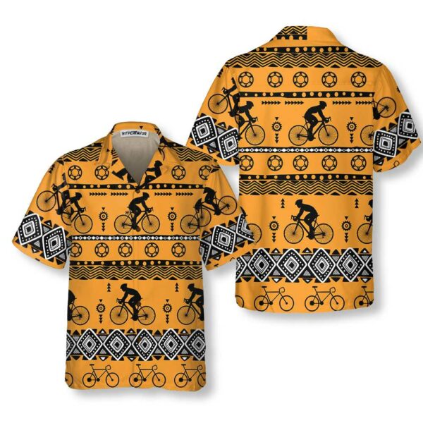Cycling Tribal Pattern Hawaiian Shirt For Men Women Vintage Bicycle Shirt Best Gift For Biker 1