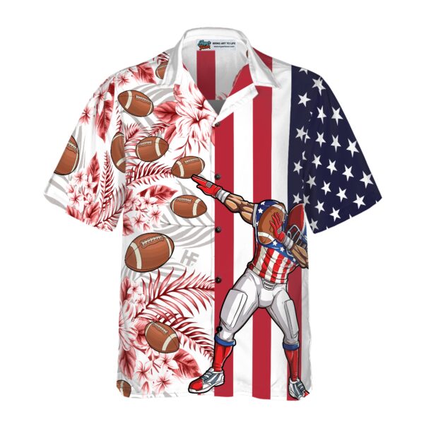 Dabbing Football American Flag Tropical Hawaiian Shirt 3