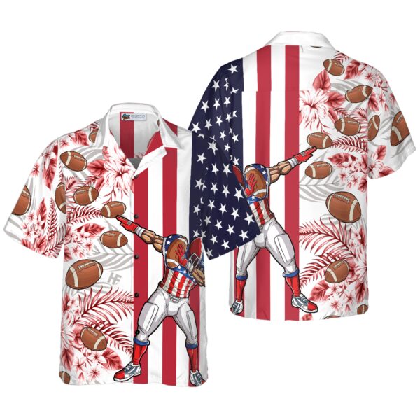Dabbing Football American Flag Tropical Hawaiian Shirt 4
