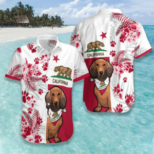Dachshund California Flag Hawaiian Shirt Hawaiian Shirt 2