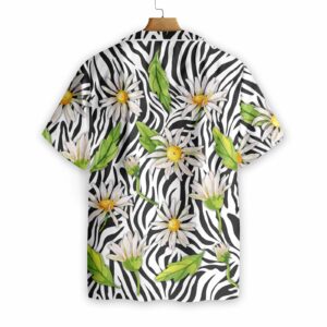 Daisy Zebra Watercolor Painting Art Hawaiian Shirt 2