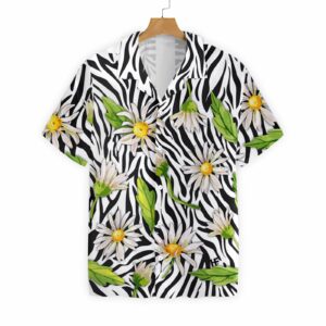 Daisy Zebra Watercolor Painting Art Hawaiian Shirt 3
