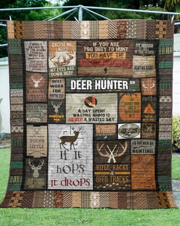 Deer Hunter Quilt Gift For Christmas Black Friday Thanksgiving