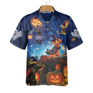 Dog The Witch For Halloween Hawaiian Shirt Funny Dachshund Wich Halloween Shirt For Men And Women 3