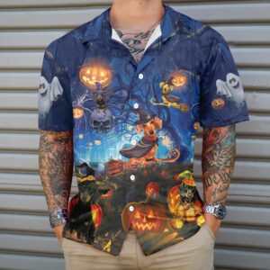 Dog The Witch For Halloween Hawaiian Shirt Funny Dachshund Wich Halloween Shirt For Men And Women 5
