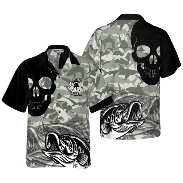 Eat Sleep Fishing Repeat Skull Camouflage Hawaiian Shirt 1