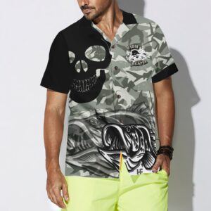Eat Sleep Fishing Repeat Skull Camouflage Hawaiian Shirt 4