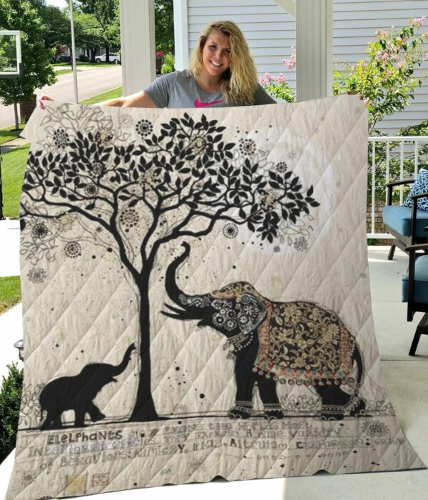 Elephant Family Shadow Perfect Gifts For Elephant Lover Quilt Gift For Christmas Black Friday Thanksgiving