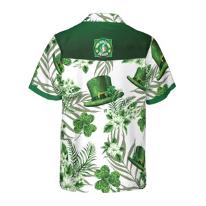 Erin Go Braugh Ireland Green Hat and Shamrock Pattern Hawaiian Shirt 2