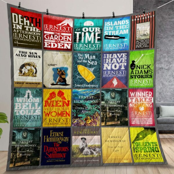 Ernest Hemingway Books Quilt Gift For Christmas Birthday Thanksgiving