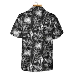 Evil Skull Tattoo Hawaiian Shirt Horror Skull Shirt Black For Men And Women 2