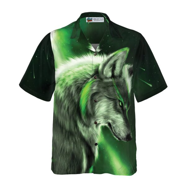 Fantasy Green Wolf Hawaiian Shirt 3