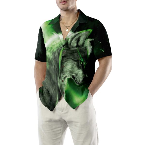 Fantasy Green Wolf Hawaiian Shirt 5