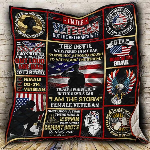 Female Veteran Proud Quilt Gift Ideas For Fans on Christmas