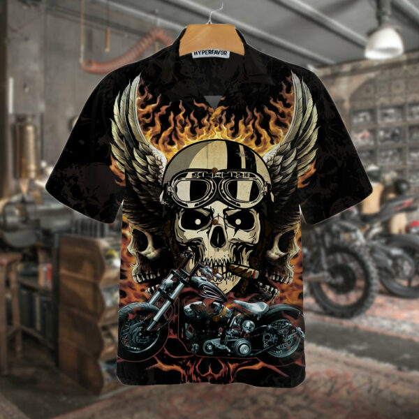 Fire Hell Rider Skull Biker Wings Motorcycle Hawaiian Shirt Best Gift For Biker 1