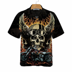 Fire Hell Rider Skull Biker Wings Motorcycle Hawaiian Shirt Best Gift For Biker 3
