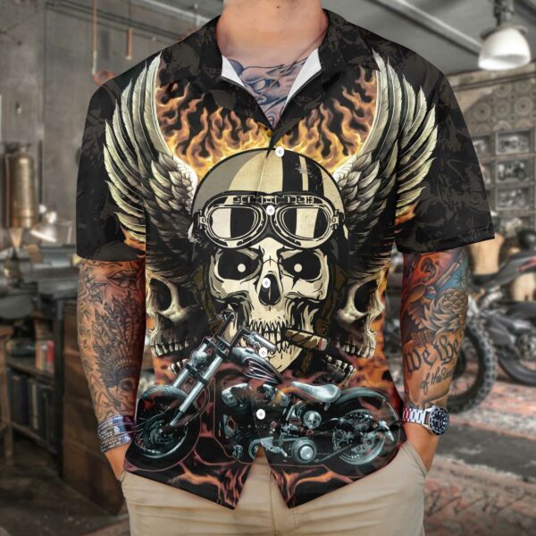 Fire Hell Rider Skull Biker Wings Motorcycle Hawaiian Shirt Best Gift For Biker 4