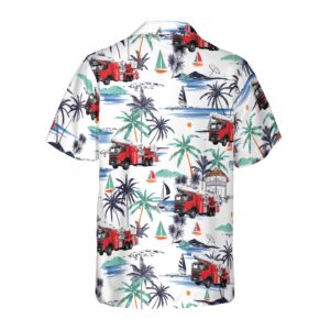 Fire Truck Friend Of Firefighter Hawaiian Shirt White Tropical Red Fire Truck Firefighter Shirt For Men 2