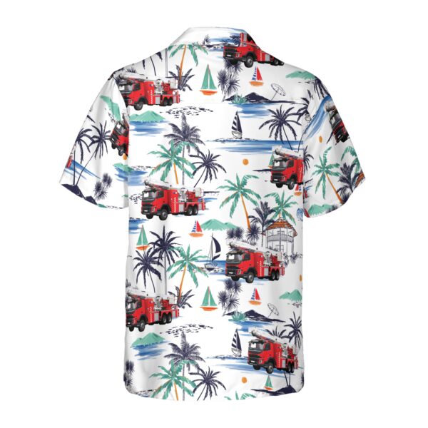Fire Truck Friend Of Firefighter Hawaiian Shirt White Tropical Red Fire Truck Firefighter Shirt For Men 2