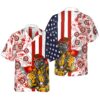 Firefighter American Flag Tropical Firefighter Hawaiian Shirt Texas Bluebonnet Fire Dept Logo Firefighter Shirt For Men 1