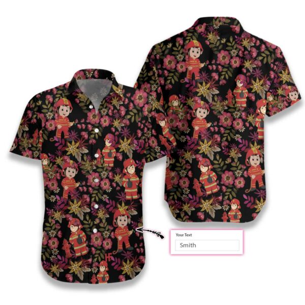 Firefighter Fire Rescue Custom Hawaiian Shirt Personalized Cute Floral Firefighter Shirt For Men 1