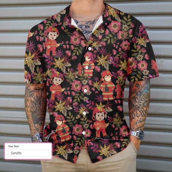 Firefighter Fire Rescue Custom Hawaiian Shirt Personalized Cute Floral Firefighter Shirt For Men 4