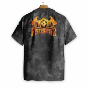 Firefighter Skull And Ripped American Flag Custom Hawaiian Shirt Personalized Black And Gold Firefighter Hawaiian Shirt 2