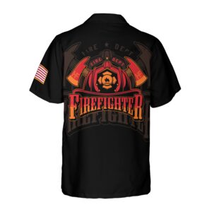 Firefighter Skull Flame Black American Flag Hawaiian Shirt Fire Dept Logo Firefighter Hawaiian Shirt For Men 2