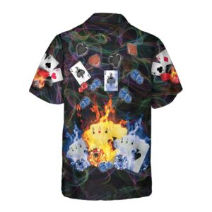 Flaming Poker Casino Hawaiian Shirt Flame Casino Shirt For Adults Cool Shirt For Poker Card Player 2