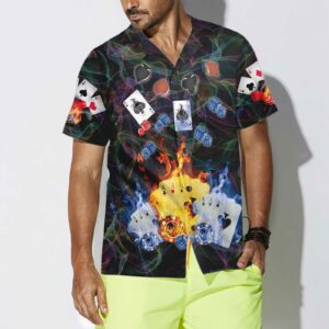 Flaming Poker Casino Hawaiian Shirt Flame Casino Shirt For Adults Cool Shirt For Poker Card Player 4