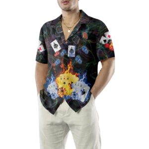 Flaming Poker Casino Hawaiian Shirt Flame Casino Shirt For Adults Cool Shirt For Poker Card Player 5